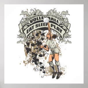 Affiches Mangez, dormez, jouez au volley-ball