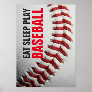 Affiches Mangez Le Sommeil Jouer Gros Plan Baseball
