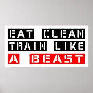 Affiches Mangez un train propre comme une bête en rouge