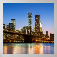 Manhattan et Brooklyn Bridge à Dusk