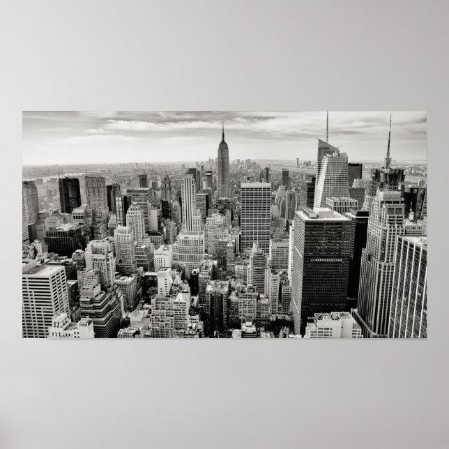 Affiches Manhattan, New York (panorama noir et blanc) (Devant)