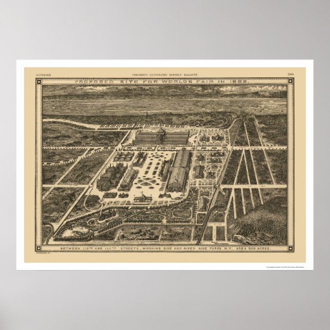 Affiches Manhattan New York Worlds Fair Map 1883 (Devant)