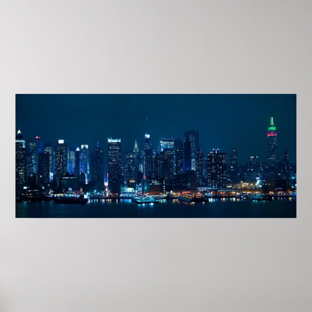 Affiches Manhattan Night Panorama (Devant)