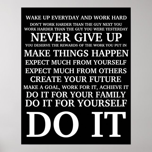 Affiches Manifeste de travail dur (Devant)