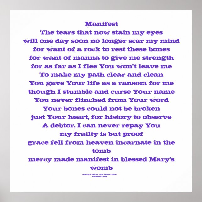 Affiches Manifeste (prière) (Devant)