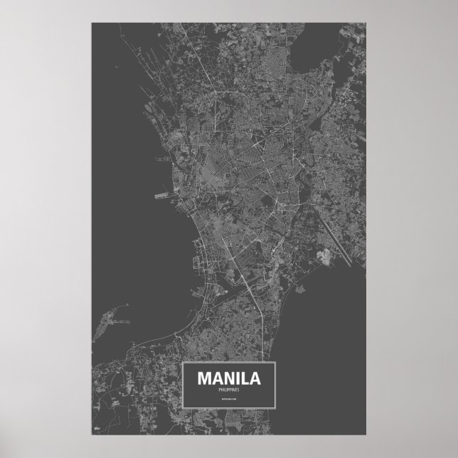 Affiches Manille, Philippines (blanc sur noir) (Devant)