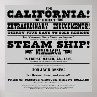 Affiches Manufacture Gold Rush California