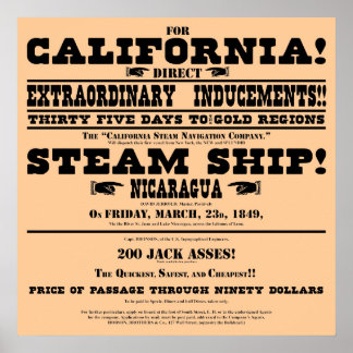 Affiches Manufacture Gold Rush California