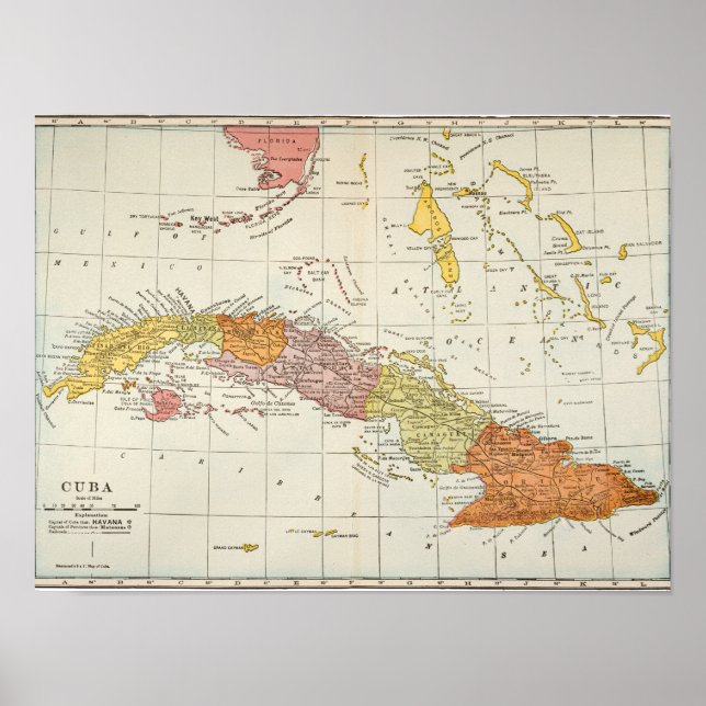 AFFICHES MAP : CUBA, 1900 (Devant)