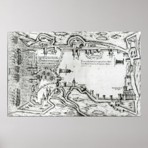 Affiches Map illustrating La Rochelle occupied