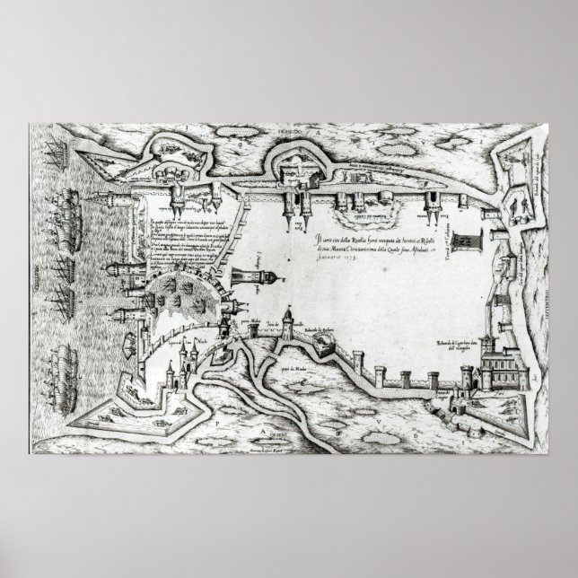 Affiches Map illustrating La Rochelle occupied (Devant)