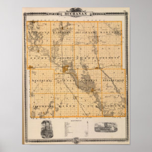 Affiches Map of Buchanan County, State of Iowa
