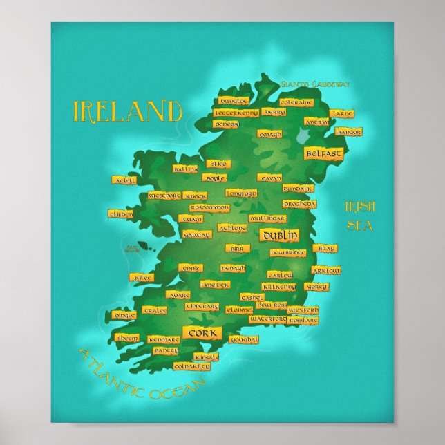 Affiches Map Of Ireland (Devant)