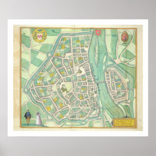 Affiches Map of Maastricht, from 'Civitates Orbis Terrarum'