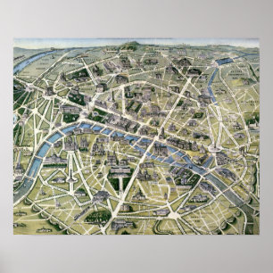 Affiches Map of Paris during the period of the Grands