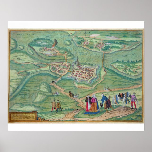 Affiches Map of Raab, from 'Civitates Orbis Terrarum' by Ge (Devant)