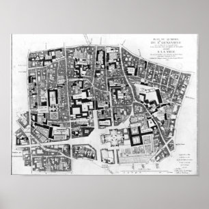 Affiches Map of Sainte-Genevieve area, Paris, 1756
