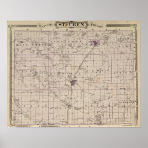 Affiches Map of Steuben County Indiana