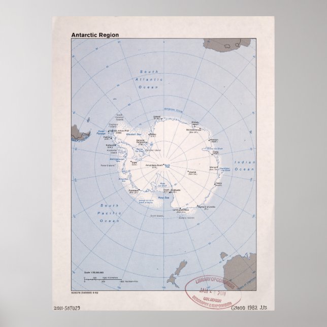 Affiches Map of the Antarctic Region (1982) (Devant)