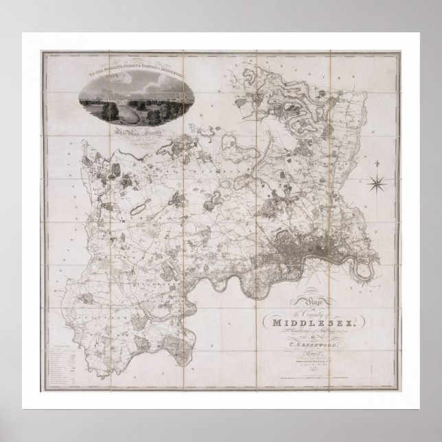 Affiches Map of the County of Middlesex, published 1819 (pr (Devant)