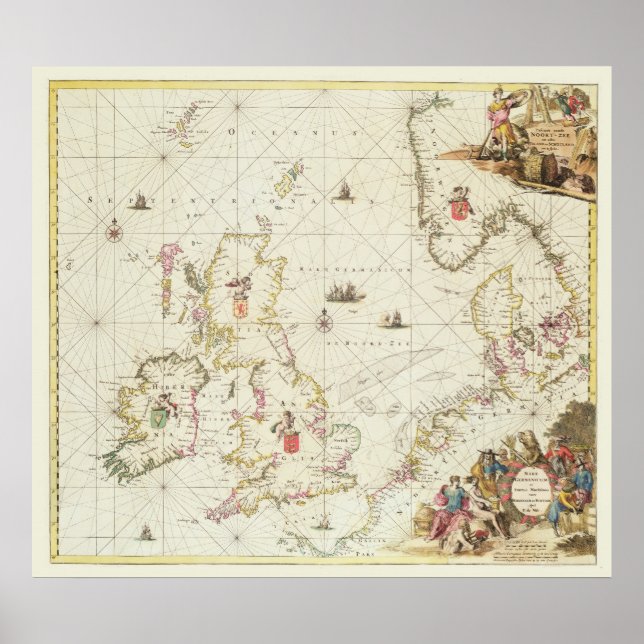 Affiches Map of the North Sea, c.1675 (Devant)