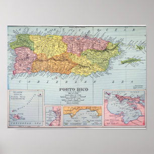 AFFICHES MAP : PORTO RICO, 1900
