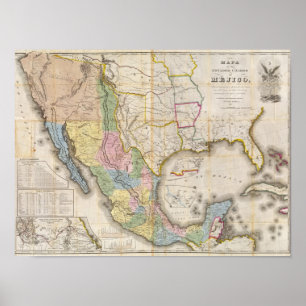 Affiches Mapa de los Estados Unidos De Mejico