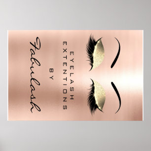 Affiches Maquillage Beauté Salon Nom Gold Glam Pink Eyebrow