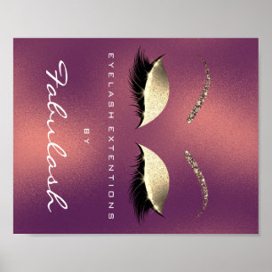 Affiches Maquillage Beauté Salon Nom Gold Lashes Cuivre