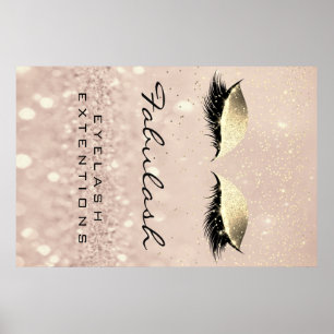 Affiches Maquillage Beauté Salon Nom Rose Gold Glam Eyebrow