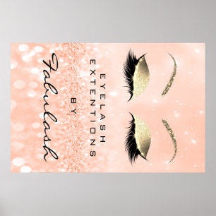 Affiches Maquillage Beauté Salon Nom Rose Gold Peach Eyebro