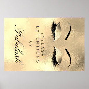 Affiches Maquillage Beauty Salon Nom Gold Luxury Eyebrows