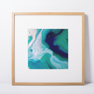 Affiches Marbre aux Tourbillons de Turquoise Bleu Art Abstr