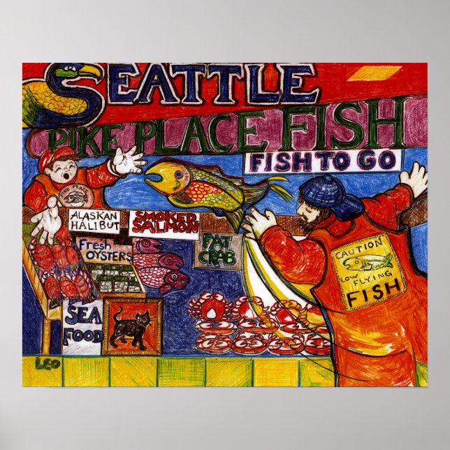 Affiches Marché aux poissons de Seattle (Devant)