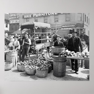 Affiches Marché de légumes, 1908. Photo vintage