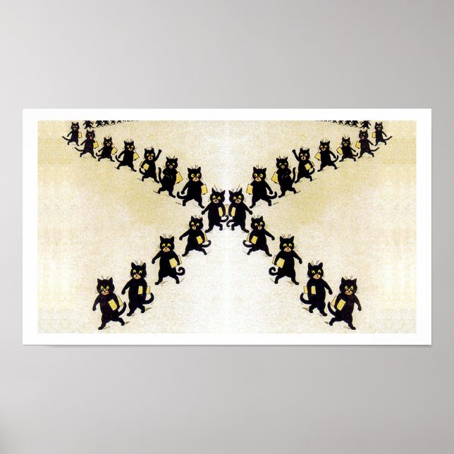 Affiches Marche des chats noirs, Louis Wain (Devant)