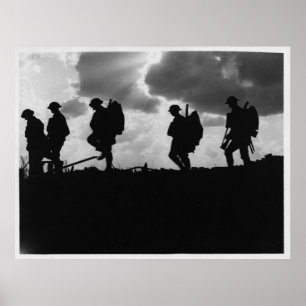 Affiches Marche en silhouette des soldats de la Première Gu