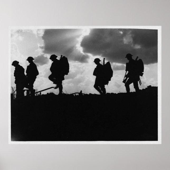 Affiches Marche en silhouette des soldats de la Première Gu (Devant)