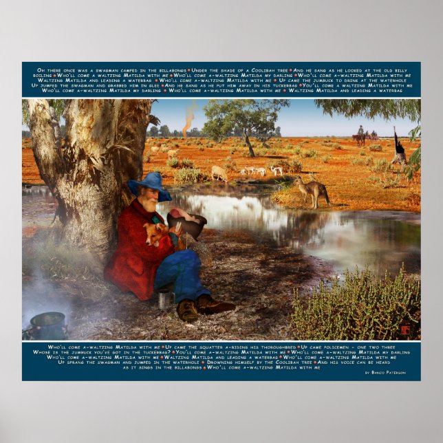 Affiches Marche Matilda avec Banjo Paterson Lyrics et St. (Devant)