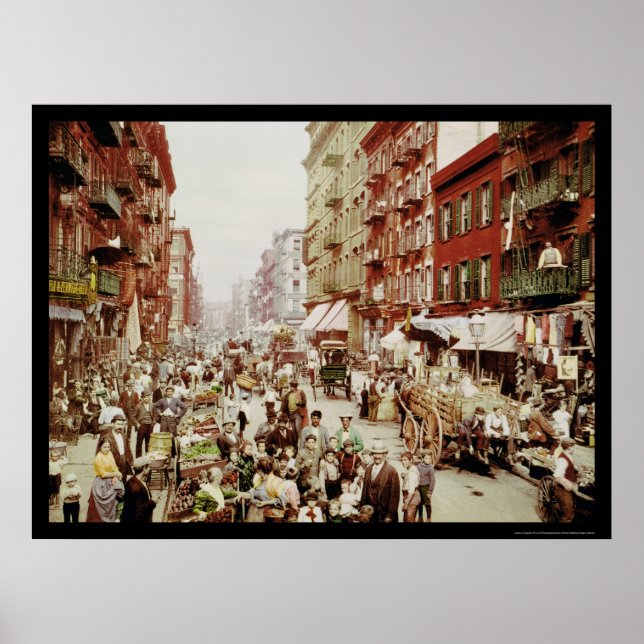 Affiches Marché Mulberry St. New York City 1900 (Devant)