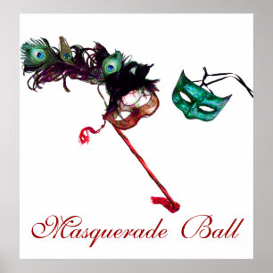 Affiches MARDI GRAS MASQUERADE BALL, Blanc