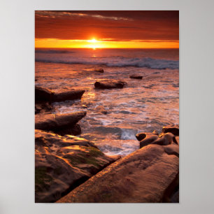 Affiches Mares résiduelles au coucher du soleil, Californie
