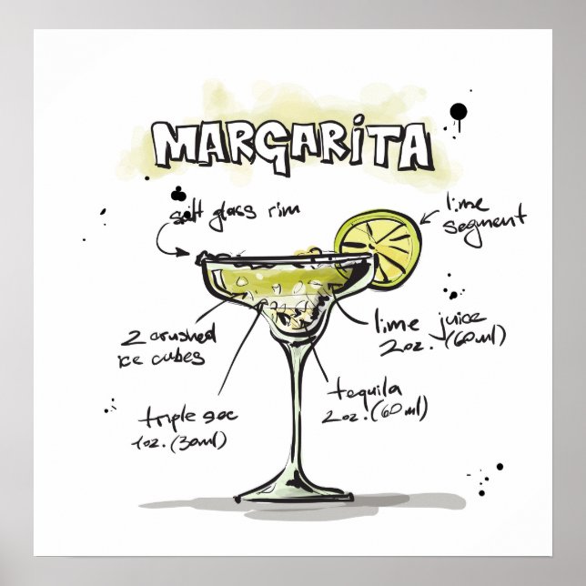 Affiches Margarita Drink Recette Conception (Devant)