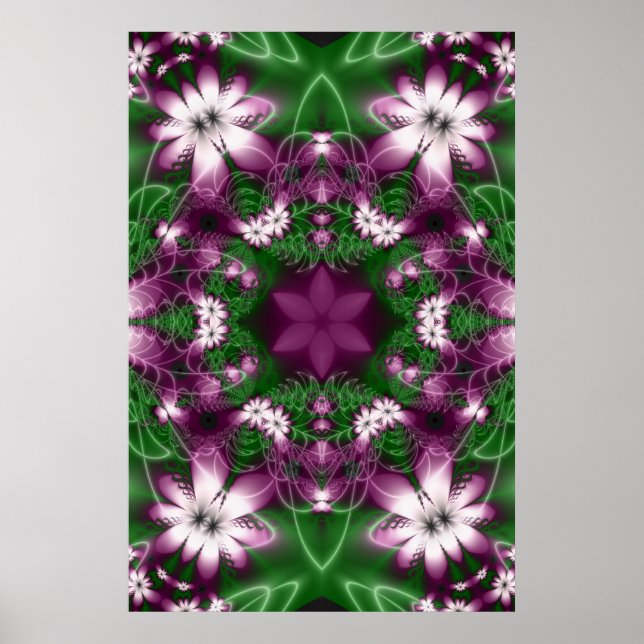 Affiches Marguerites | Violet et vert Fractage Art (Devant)