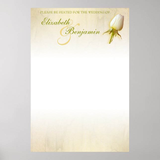 Affiches Mariage blanc Rose Bud assise Planner blanc (Devant)