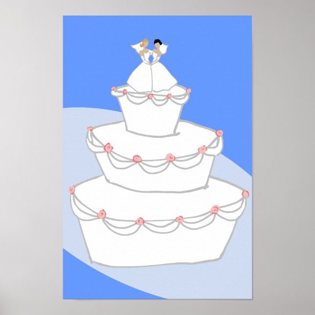 Affiches Mariage Cake Deux Mariées (Devant)