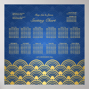 Affiches Mariage - Carte de siège bleu à bascule Or