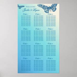 Affiches Mariage  Carte de siège Papillon Parties scintilla