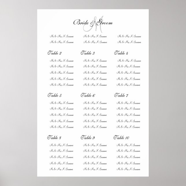 Affiches Mariage carte de sièges modèle "Faites la sienne" (Devant)