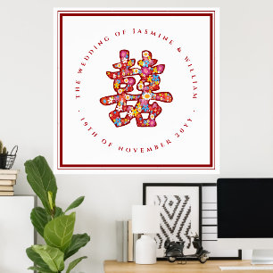 Affiches Mariage chinois des fleurs de printemps
